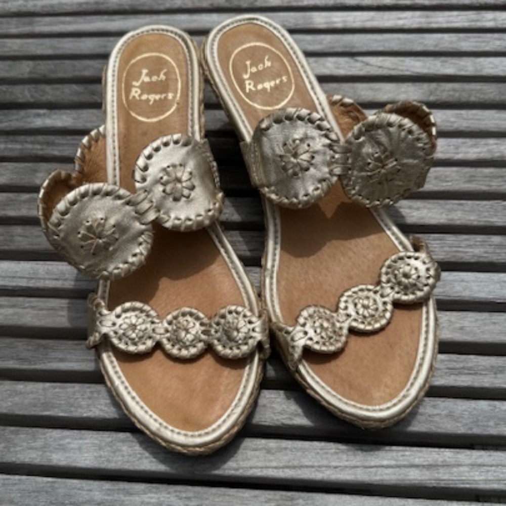 Jack Rogers Gold Braided Wedge Sandals - Picture 7 of 8